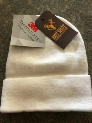 HOT SHOT TROPHY GEAR HOT SHOT SNOW Acrylic Cuff Knit Hat – BRIGHT WHITE - One Size - 40Grm Thinsulate