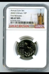 2024 GREAT BRITAIN 10P UNC NGC MS67 DPL CAPERCAILLE 10 PENCE FIRST RELEASES ++ - Picture 1 of 2