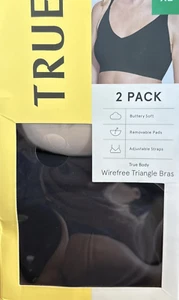 True Women's 2-Pack True Body Wirefree Triangle Bra, Black/Beige, Size S - 7s3 - Picture 1 of 7