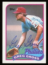 1989 Topps GREG GROSS Signed Card autograph AUTO PHILLIES CUBS ASTROS