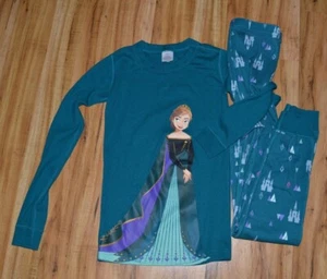 Hanna Andersson Disney Frozen II Girls 140 US 10 Teal Pajamas Organic Anna 2pc - Picture 1 of 4