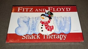 Fitz & Floyd Snowman Server Snack Therapy 12" Christmas Holiday Snow Tray/Dish - Picture 1 of 5