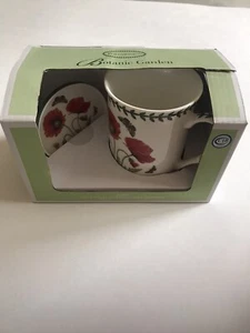 Portmeirion Botanic Garden Poppy Mug With Coaster/Lid Coffee-Tea Cup NIB New - Picture 1 of 20
