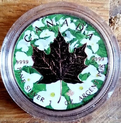 1oz Silber Maple Leaf Canada Flowers 2017 Coloriert ohne Zubehör  - Bild 1 von 2