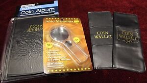 WHITMAN 60 24 12 Pocket Coin Holder Album for 2x2 Storage + 6x Magnifier 2 in 1
