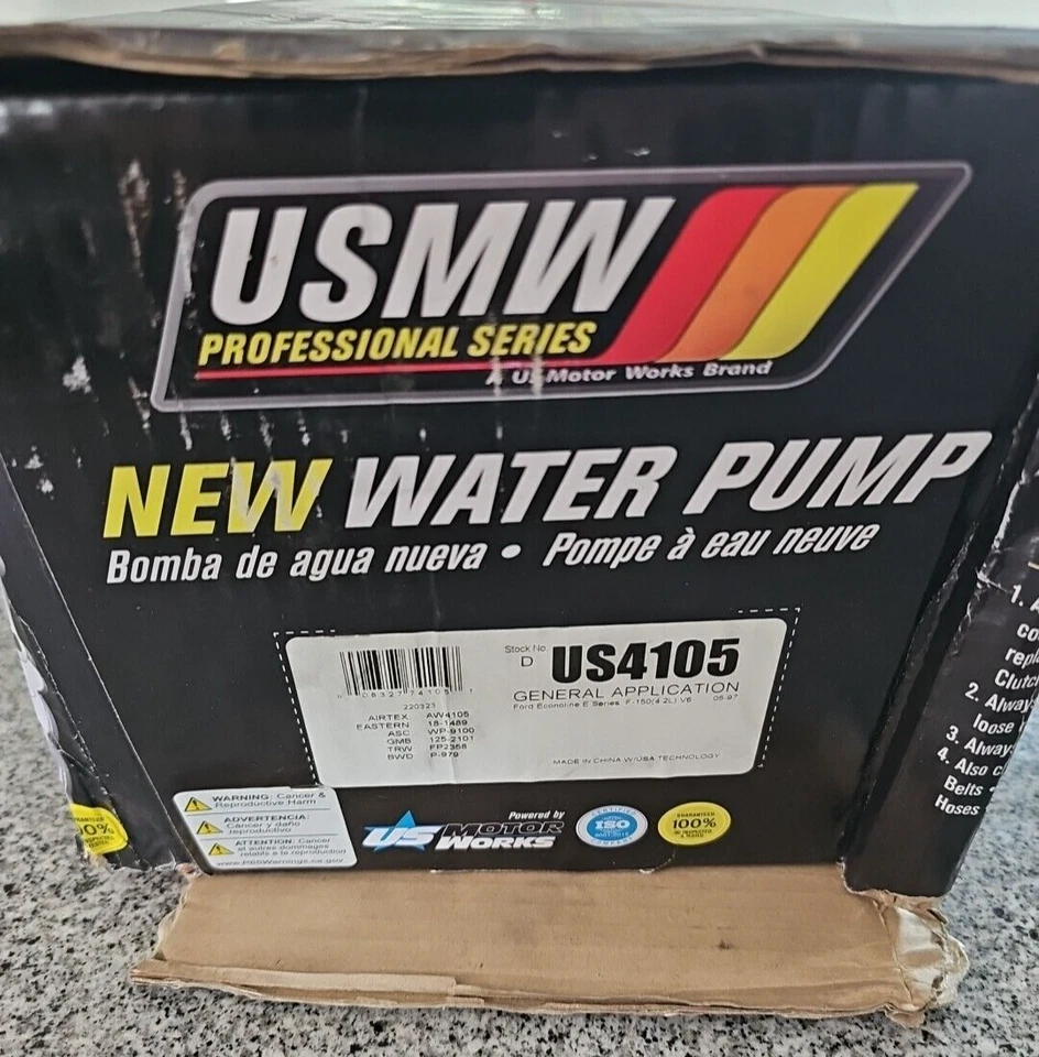 Bomba de agua US4105 US Motor Works 1997-2005 Ford Econoline serie E F150 4,2 L V6 Foto 1 de 4