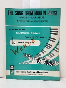 The Song from Moulin Rouge *Where is Your Heart Organ Piano Keyboard Sheet Music - Picture 1 of 5