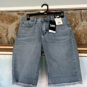 Neu Lee Jean Bermuda Damenshorts Gr. 6 ausgefranste Sämme mittlerer Anstieg Stretch - Bild 1 von 6