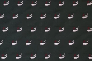 1 Yard Vintage 1960s 1970s Green Preppy Nautical Whale Jacquard Tie Fabric 25½” - Picture 1 of 6