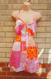 Violett Romance Flieder Orange Rosa Blumen Satin Riemen Shift A Line Kleid 12 M - Bild 1 von 7