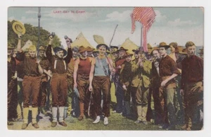 Antique WWI era United States Army POSTCARD "Last Day in Camp" military camp - Picture 1 of 2