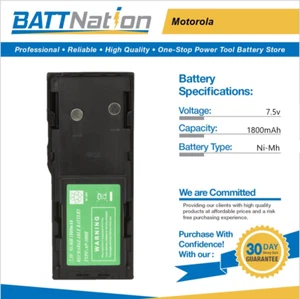 7.5V 1800mAh NiMh battery for Motorola HNN9628, HNN9628B, GP88, MTX638 - Picture 1 of 5