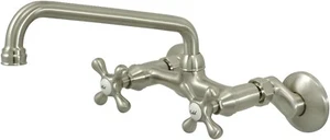 NEW Kingston Brass KS200sn 2 Handle Adjustable Center Wall Mount Kitchen Faucet - Picture 1 of 3
