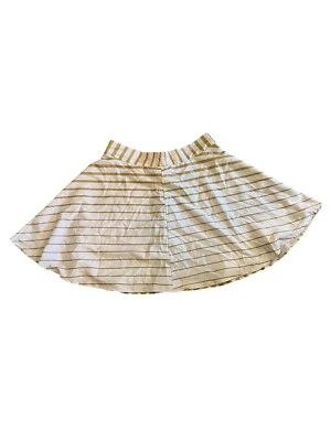  Women's Francesca’s Gold & White Striped Short Skirt Size L - Image 1 of 4