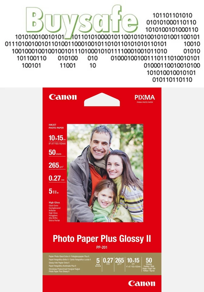  Canon PP-201 Glossy II Photo Paper Plus 4x6 - 50 sheets for MAXIFY printers - Image 1 of 1