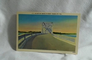 East Bay Bridge At Sunset Panama City Florida Vintage Postcard Unused  - Picture 1 of 2