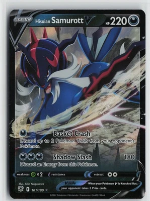 Pokemon Hisuian Samurott V 101/189 SWSH10: Astral Radiance Ultra Rare card NM - Image 1 of 2
