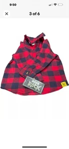 Boys Rock Plaid Long Sleeve Shirt 24M Red Black Button Up NWT Winter Collar - Picture 1 of 6