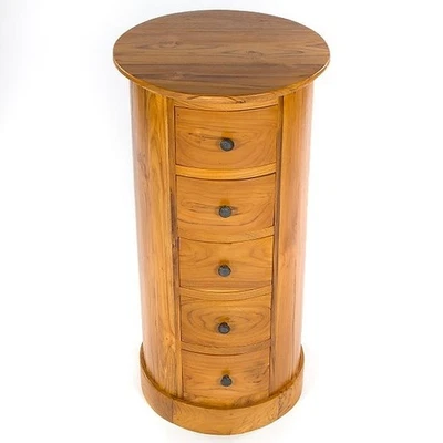 Teak 5 Drawer Drum Chest/Solid Wood/Lamp Table/Plant Stand/Hand Crafted 80x40x40 - image 1 of 4