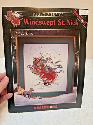 Vtg 1997 Dimensions Windswept St Nick Peggy Abrams Cross Stitch Pattern Book #27 - Image 1 of 4