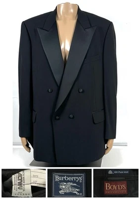 Blazer Esmoquin Vintage Para Hombre Burberry 100% Lana Negro Doble Pecho 48 R EE. UU. Foto 1 de 4