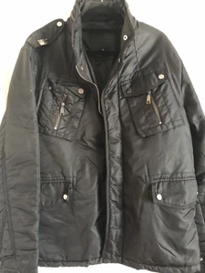 Richmond X  Men's Jacket Hooded Black Thick Warm 5 Pockets Press Stud Zip Large - Bild 1 von 15