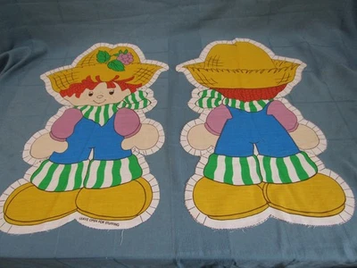 Antigo painel de tecido de travesseiro de morango da década de 1980 corte e costura torta de morango 20" - Imagem 1 de 3