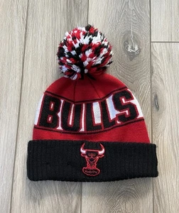Chicago Bulls Beanie Hat New Era Hardwood Classics Knit Cap Black Red NBA Pom - Picture 1 of 6