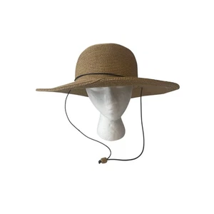 Scala Raffia 4 in Wide Brim Sun Hat with Leather Chin Cord Womens One Size - Picture 1 of 8