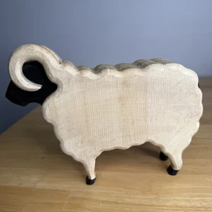 Primitive Volkskunst Skulptur Holz Widder Schaf Elfenbein Schwarz Lesen - Bild 1 von 22