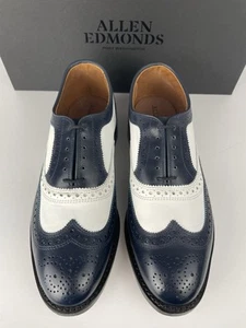 ALLEN EDMONDS BROADSTREET 8.5 D WING TIP NAVY WHITE SPECTATOR - Picture 1 of 16