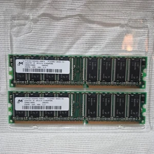 Micron 256MB DDR 400 CL3 PC3200U DIMM RAM x 2 - Picture 1 of 2
