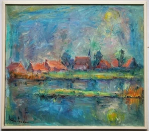Gemälde Öl Landschaft Norddeutsch Abend Kolk Wolthusen Johann Müller - Emden - Picture 1 of 16