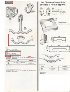 IVES #582MB3 CLOTHES LINE DOUBLE HOOK, CAST BRASS, POLISHED BRASS FINISH (US3) - Picture 1 of 1
