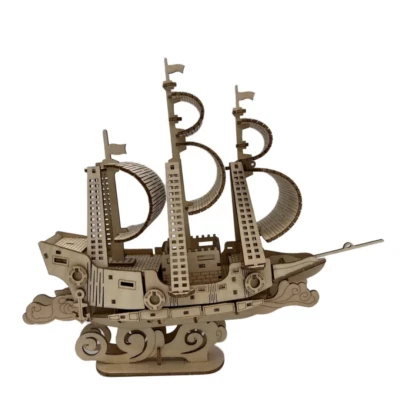 Rompecabezas de madera 3D velero barco 82 piezas modelo barco rompecabezas Foto 1 de 4