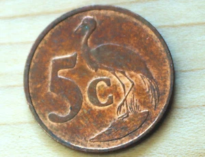 1998 South Africa 5 Cents Blue Crane - Picture 1 of 4