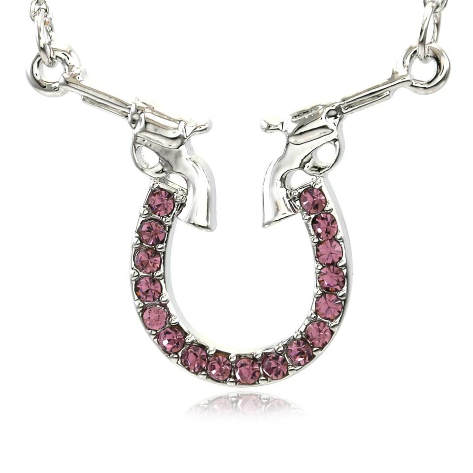 Nuevo Pistola Pistola Herradura Collar Colgante Buena Suerte Dije Vaquero Occidental Foto 1 de 1