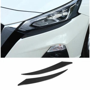 For Nissan Altima 2019-2021 Carbon Fiber Steel Front Headlight Lamp Eyebrow Trim - Picture 1 of 6
