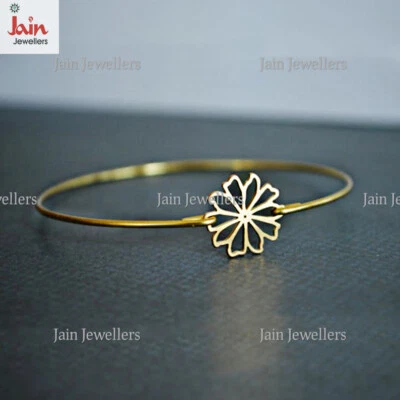 18 Kt, 22 Kt Real Solid Yellow Gold Geometric Flower Hinge Bangle Bracelet - Image 1 of 3