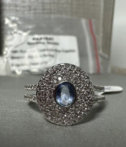 Neu im Karton Round LC Flush Ice Blue Sapphire mit geteiltem Rhodium Pl Band Gr.9 RBP3841 UVP 112 $ - Bild 1 von 8
