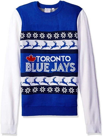 NWT MLB Toronto Blue Jays Klew Christmas Sweater Adult  M or L Ugly One Too Many Cover