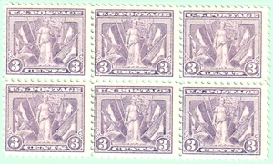 jis36 US STAMP SC# 537 BL6 3c 1919 **MINT NH F+ 645* - Picture 1 of 2