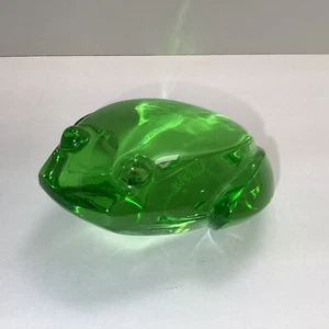 Val St. Lambert Crystal Green Frog Paperweight Signed By Artist Heavy READ - Picture 1 of 17