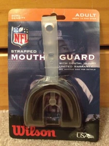 Wilson NFL Adult (Ages 10+) Black Strapped Mouth Guard W/ Ltd. Dental Injury Wty - Picture 1 of 10