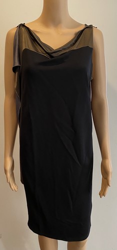 Abito BALENCIAGA nero verde con volant davanti TG 42