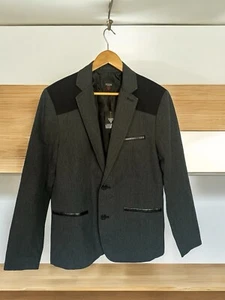 NWT! Guess Kurt Herringbone 2 Button Blazer Iron Gray Black Men’s Small Zipper - Picture 1 of 16