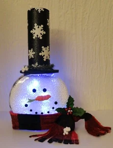 LED Light Glass Wine Cork Bottle Lamp SNOWMAN Figurine Christmas Holiday Decor - Picture 1 of 8