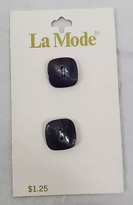 VINTAGE ~ Purple/Black Square Buttons - 2 Ea. #45296 16mm 5/8" - By La Mode - 03 - Image 1 of 4