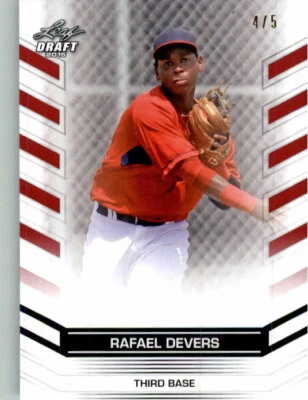 RAFAEL DEVERS 2015 Leaf Draft RED REFRACTOR Rookie #/5 compare Aaron Judge - Image 1 of 2