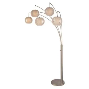 Lite Source 5-Lite Arch Lamp, Polished Silver, White Shade - LS-8872PS-WHT - Picture 1 of 1